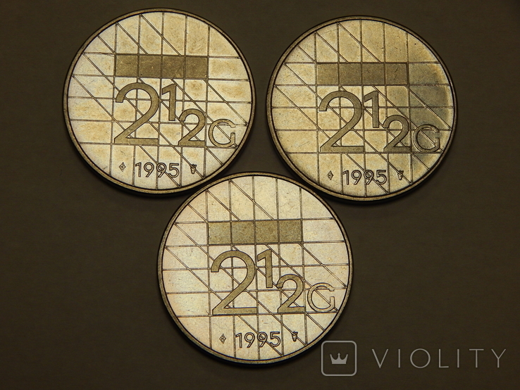3 монеты по 2,5 гульдена, 1995 г Нидерланды, фото №2