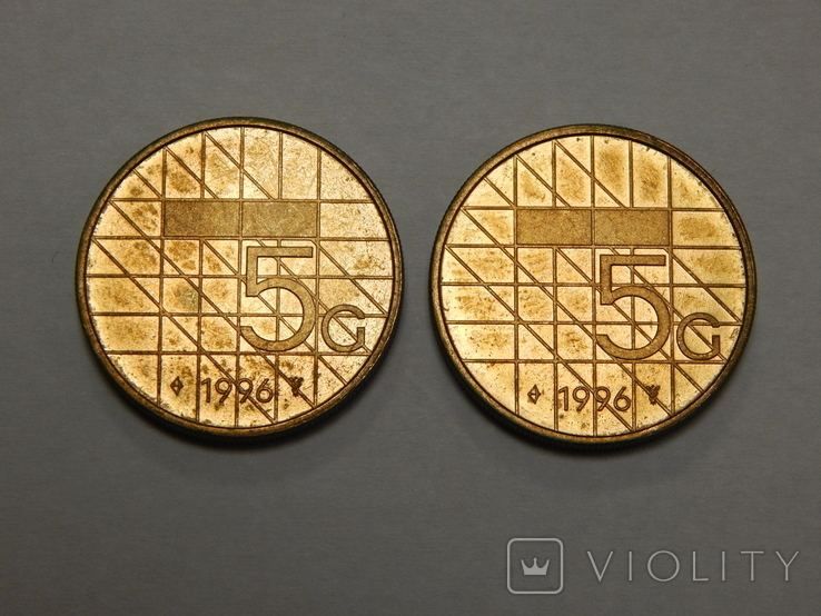 2 монеты по 5 гульденов, 1996 г Нидерланды, фото №2