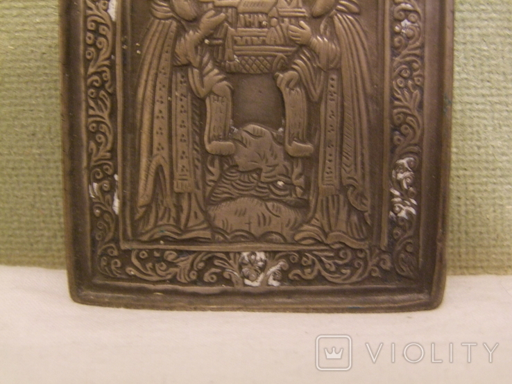 Ікона Зосім та Саватій, бронза 19 ст., посріблення, фото №3