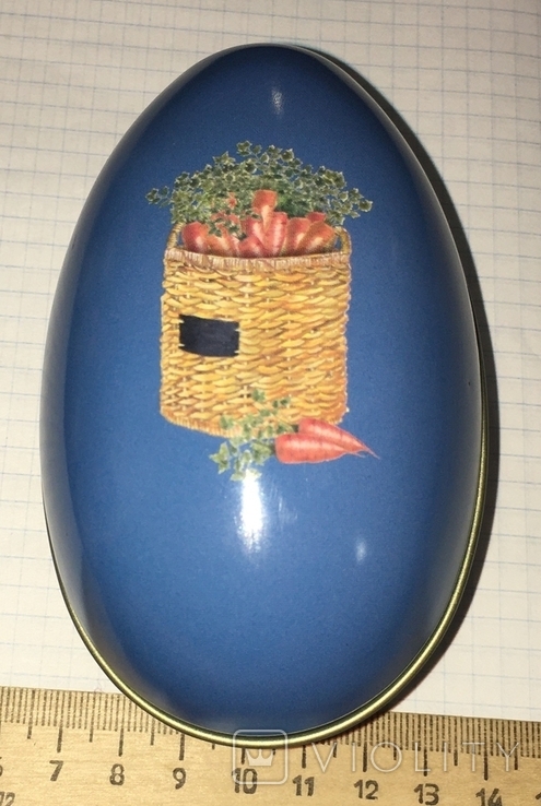 Жерстяна коробка (велика), пасхальне яйце, зайці, морква / зайчики, кролики, фото №12