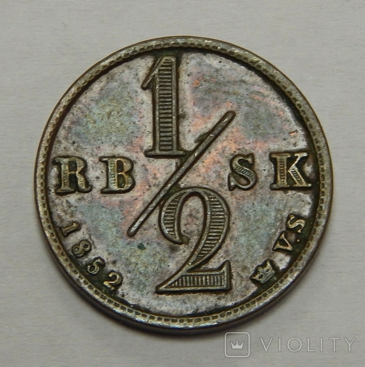 1/2 скиллинга, 1852 г Дания, фото №2