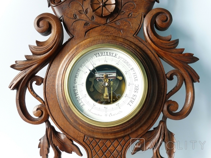 77 см Французький барометр з термометром кінця XIX століття, фото №5