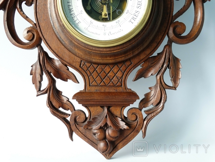77 см Французький барометр з термометром кінця XIX століття, фото №6
