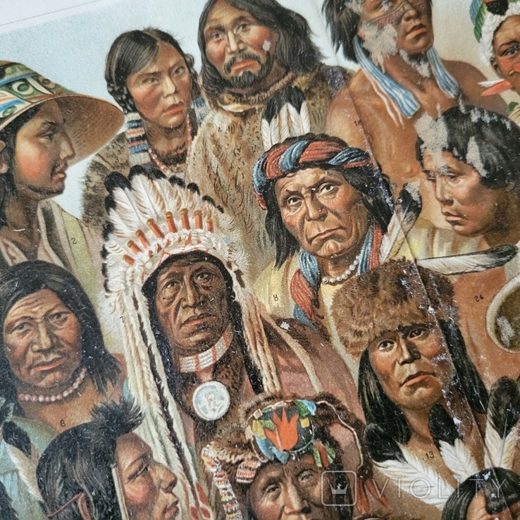 1895 Америка Индейцы человеческие расы хромолитография Антропология Абориген, фото №7