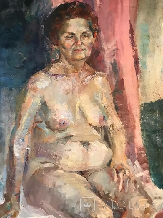 1.62 Картина. Портрет пожилой женщины, натурщица. Размер 59*78 см., фото №3