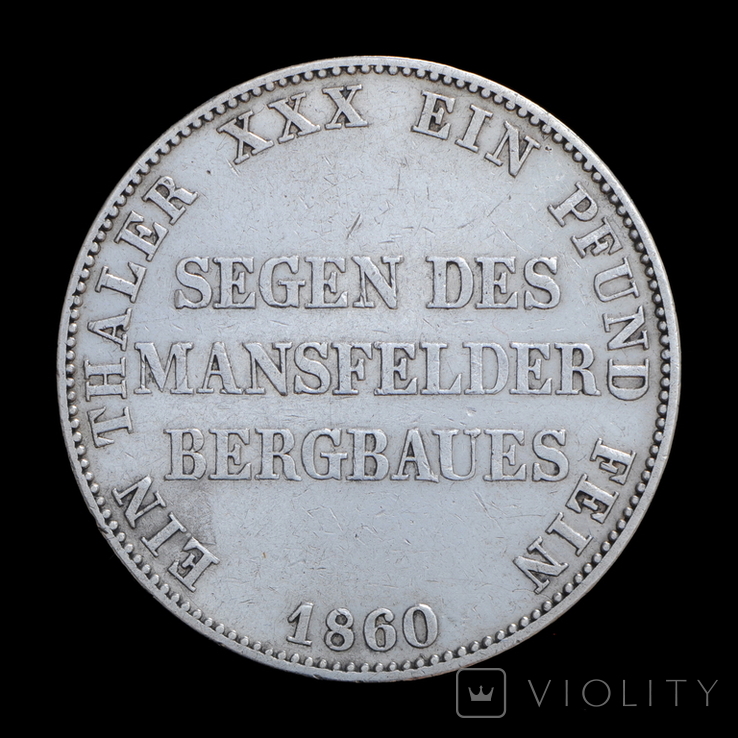 Талер 1860 Мансфельд, Пруссія, фото №3