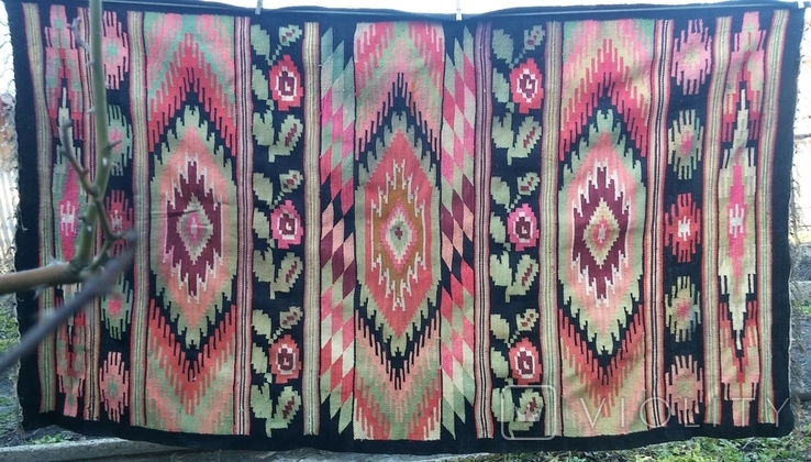 Старовинний Український килим (ковёр, коврик), доріжка. Розмір: 210х120 см., фото №6