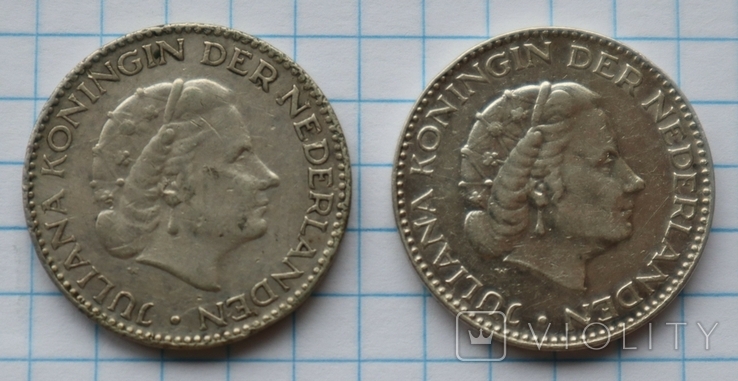 2 монеты по гульдену, 1954г. Нидерланды., фото №3