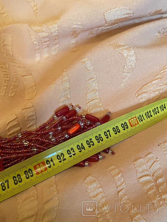 Декоративный пояс или шарфик из шелка, украшенный бисером, фото №7