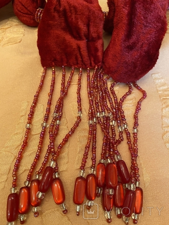 Декоративный пояс или шарфик из шелка, украшенный бисером, фото №9
