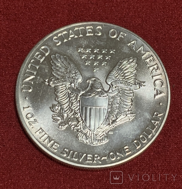 Доллар 1988 год №1 унция серебра Шагающая Свобода, фото №5