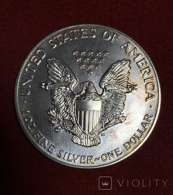 Доллар 1988 год №2 унция серебра Шагающая Свобода, фото №4