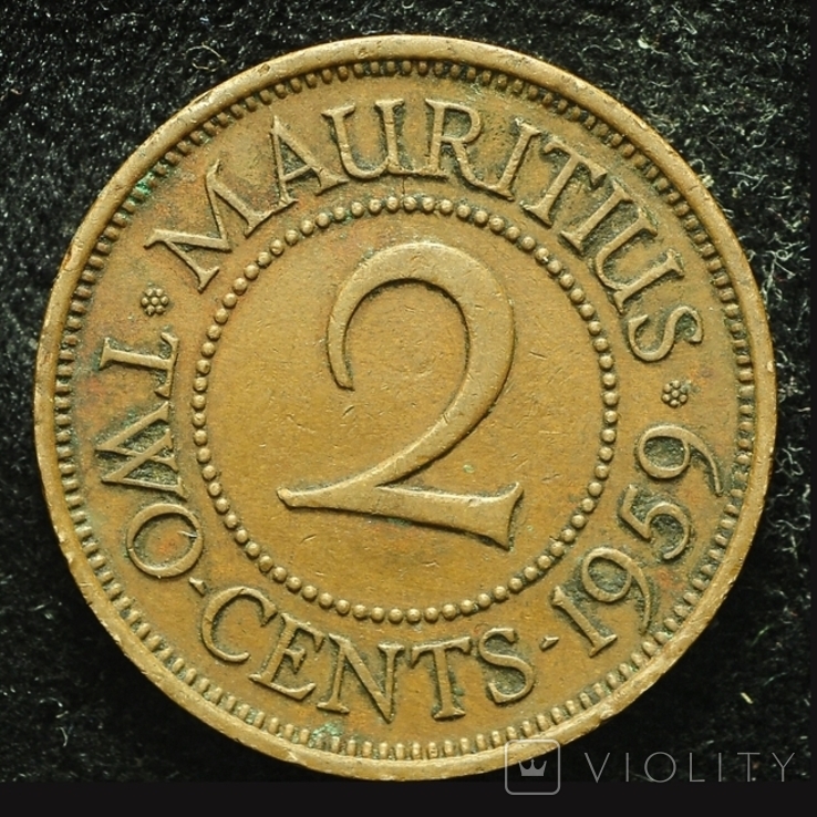 Британский Маврикий 2 цента 1959, фото №2