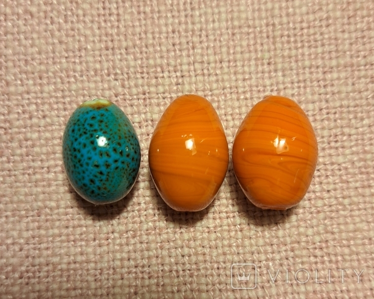 Фарфоровые яйцеобразные бусины, бусины из фарфора 3 шт, фото №6