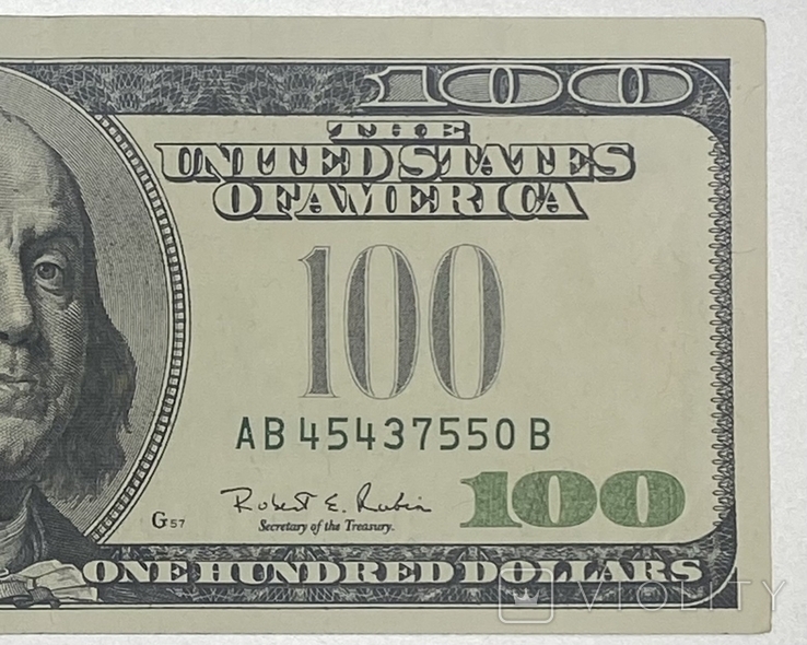 100 долларов 1996 отсутствует зеленая печать, фото №2