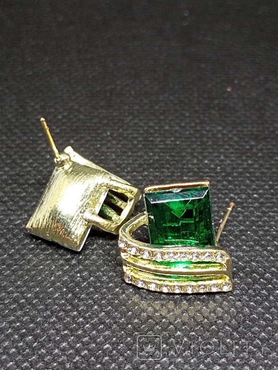 Сережки із зеленим камінням #2, фото №4