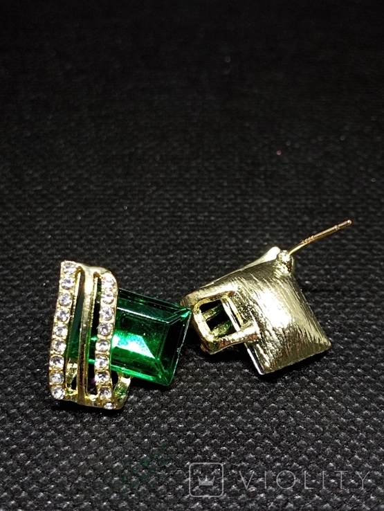 Сережки із зеленим камінням #2, фото №5