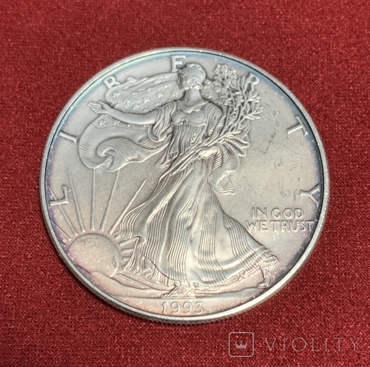 Доллар 1993 год №2 унция серебра Шагающая Свобода, фото №3