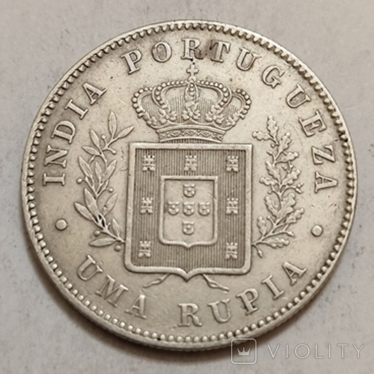Португальська Індія 1 рупія 1881 р., фото №2