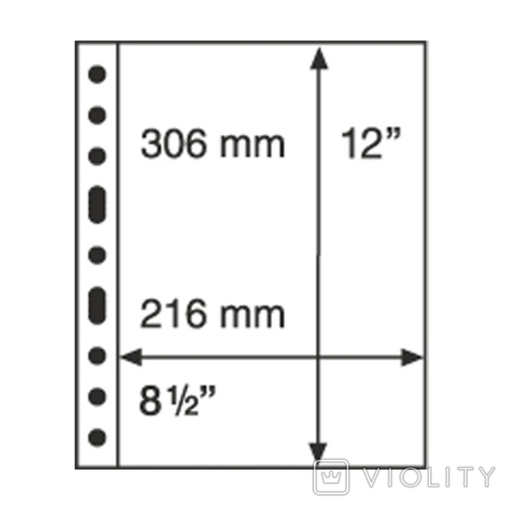 Лист до альбому Leuchtturm, GRANDE, 2x1 карман 216 х 306 мм, чорний, 1S 5 штук, фото №3