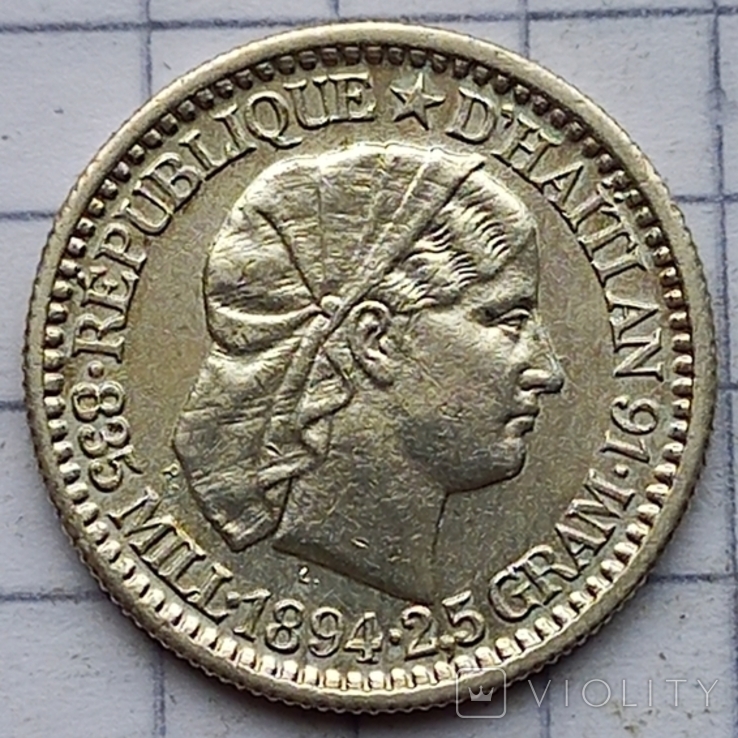 ГАИТИ. 10 центимос 1894.Республика.1863-, фото №2