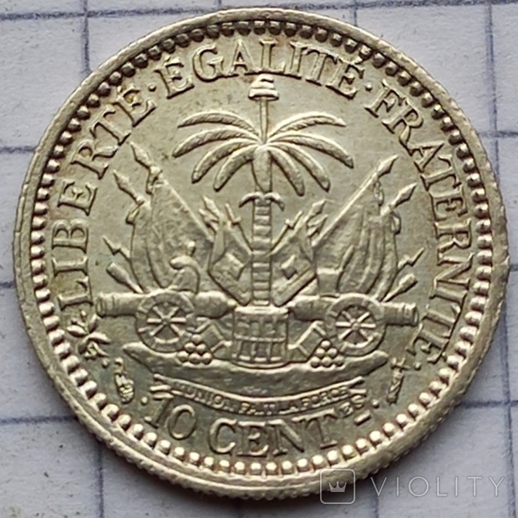 ГАИТИ. 10 центимос 1894.Республика.1863-, фото №3