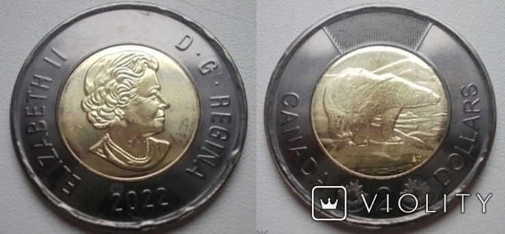 Canada Канада - 2 Dollars 2022 В память о королеве Елизавете II (чорний долар)