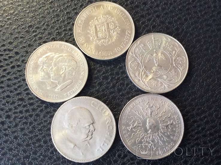 Велика Британія 25 пенсів та 5 шилінгів (5 монет), фото №2