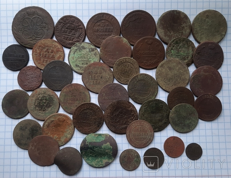 Мідні монети 40 шт, фото №2