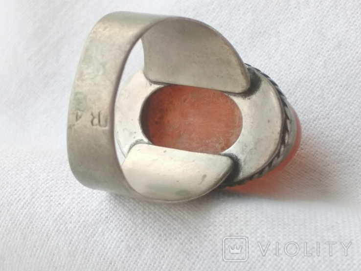 Кольцо мельхиор с имитацией янтаря (размер 19,5), фото №5
