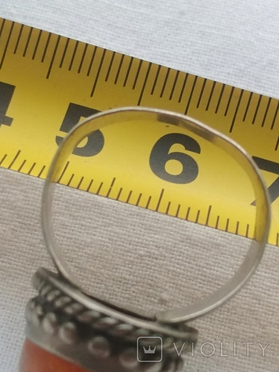 Кольцо мельхиор с имитацией янтаря (размер 19,5), фото №8