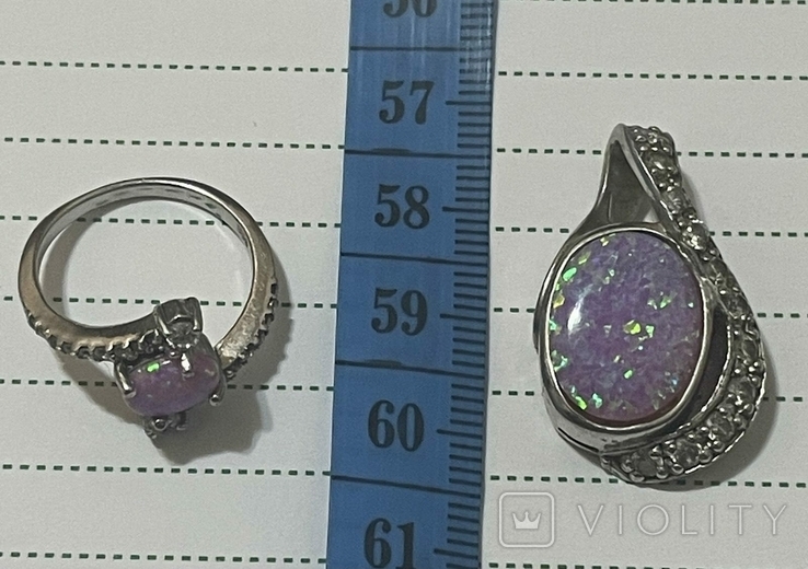 Кольцо и кулон серебро опал, фото №3