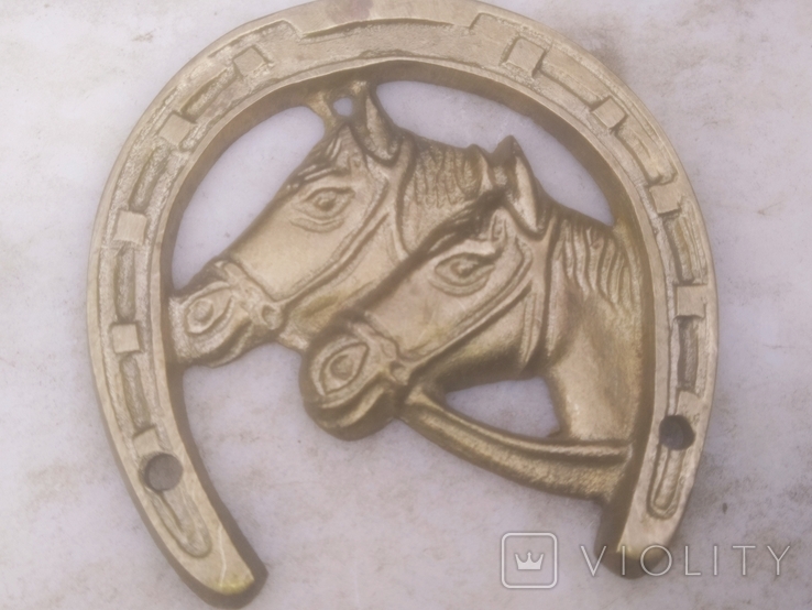Подкова Лошади настенный Барельеф Декор бронза, фото №2
