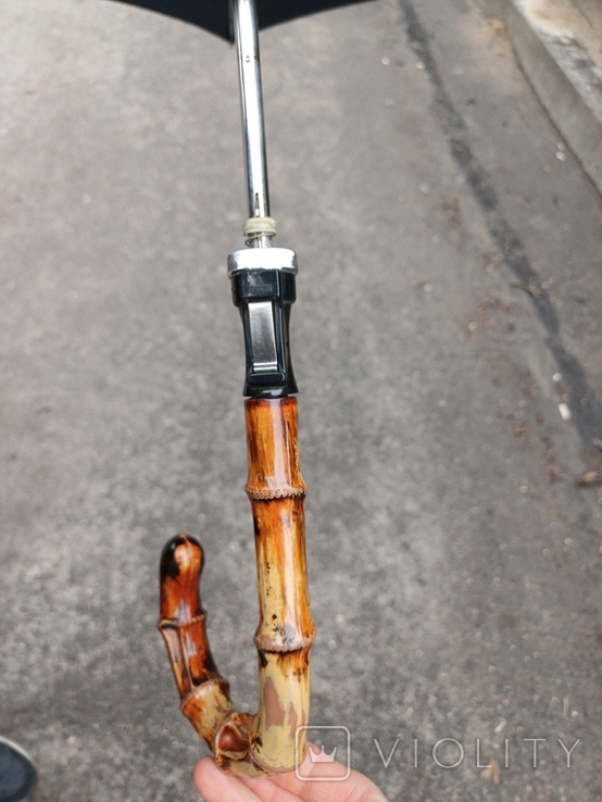 Вінтажна парасолька-тростина "Smooth" з бамбуковою ручкою, фото №10