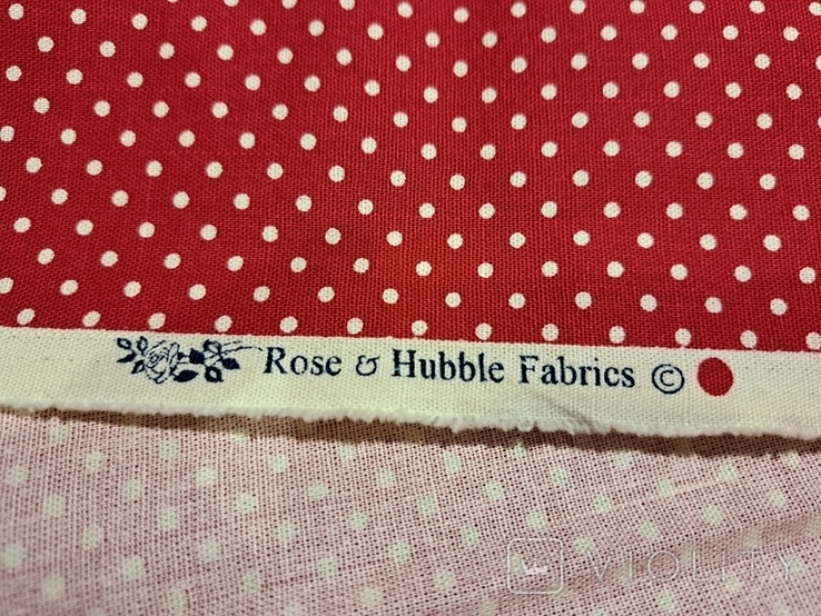 Винтаж плотная ткань Rose and Hubble Fabric Англия красная в белый горох 111/103, фото №2