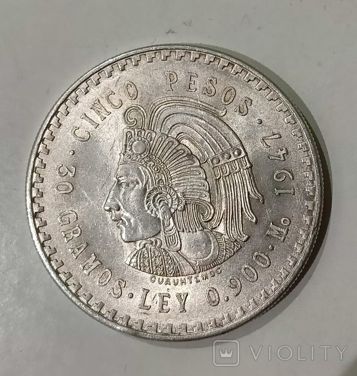 5 песо 1947 года Индеец Мексика с видео, фото №7