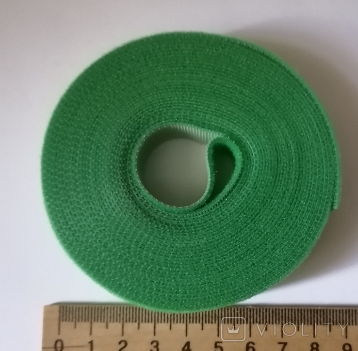 Стяжка-липучка 20 мм /5 м., многоразовая, зеленая, фото №4