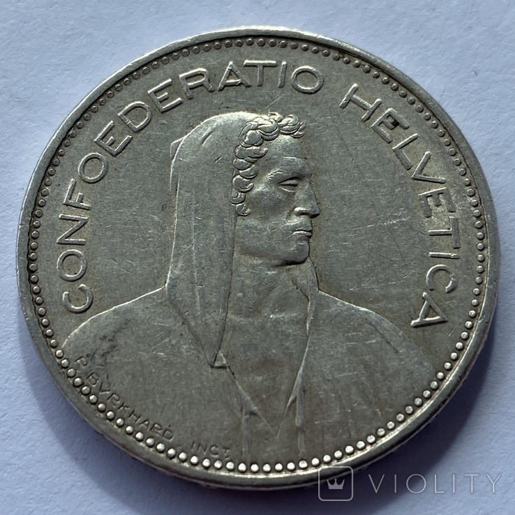 Швейцарія 5 франків 1965 срібло, фото №2