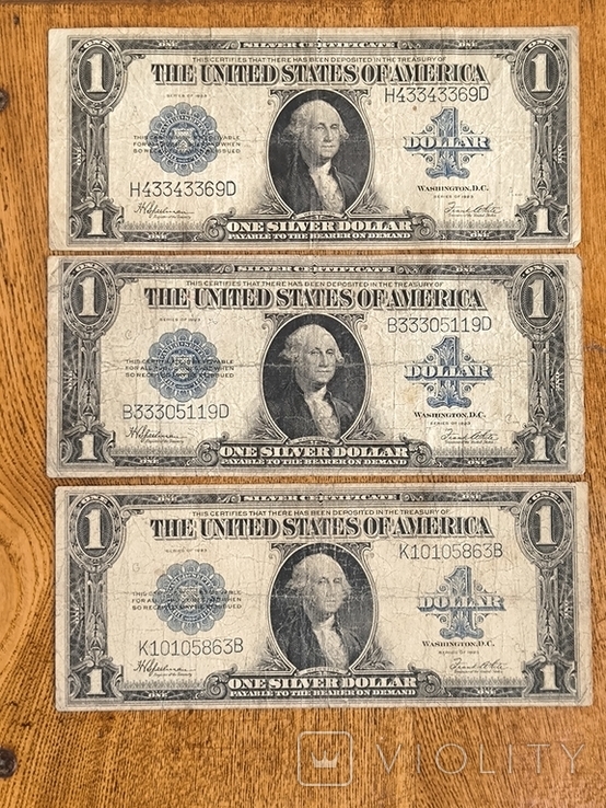 Доллары 1923 г 3 шт, фото №2
