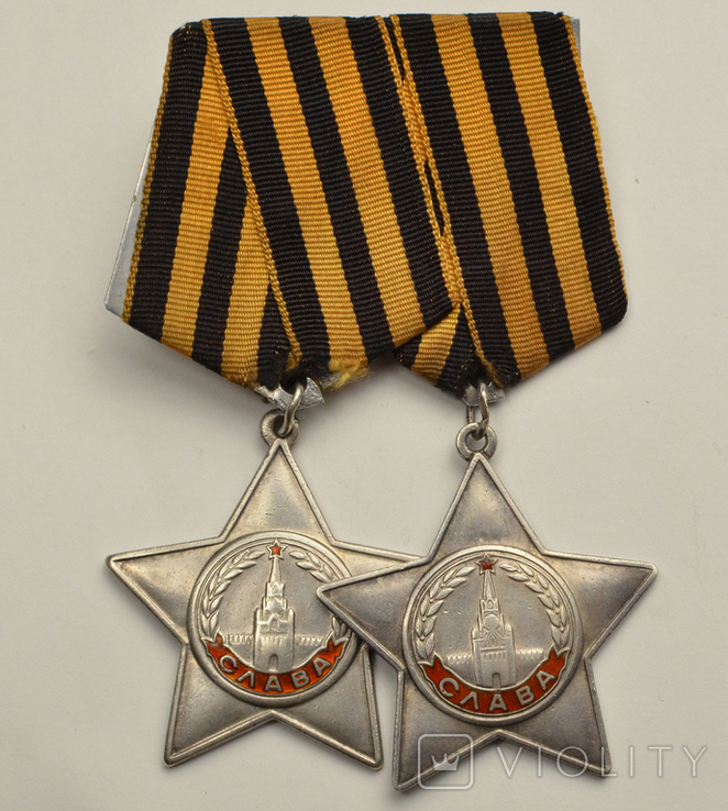 Пара Орденов Славы 2 и 3 степени № 10101 и 694009, фото №2