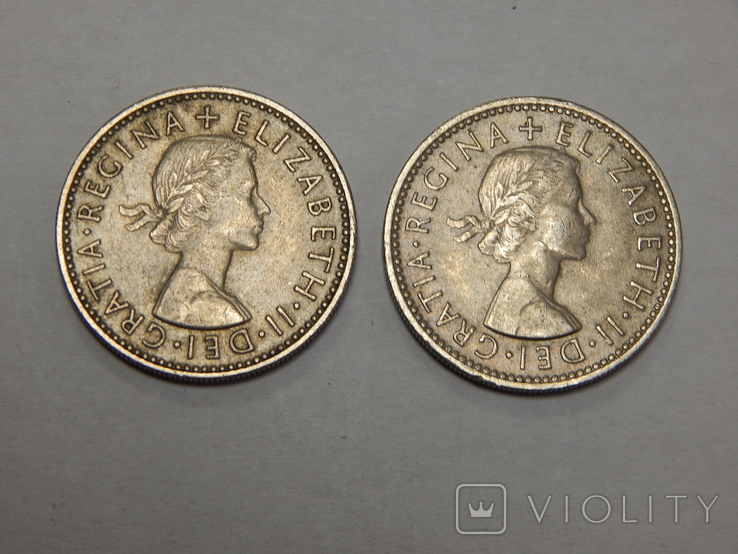 2 монеты по 1 шиллингу, 1954 г Великобритания, фото №3