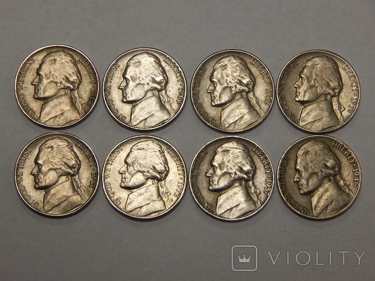 8 монет по 5 центов, США, фото №3