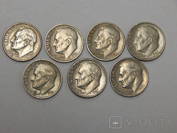 7 монет по 1 дайму, США, фото №3