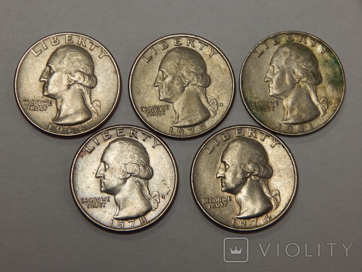 5 монет по 1 квотеру, США, фото №3