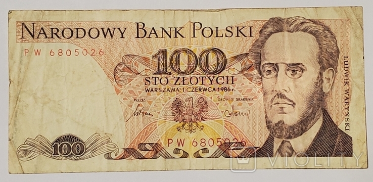 100 злотих 1986 року Польща, фото №2
