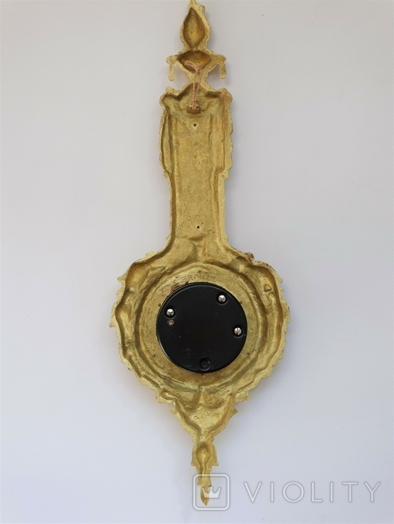 Антикварний бронзовий в позолоті барометр із термометром, фото №12