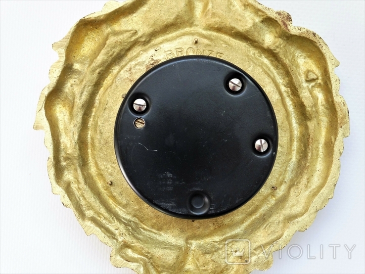 Антикварний бронзовий в позолоті барометр із термометром, фото №13