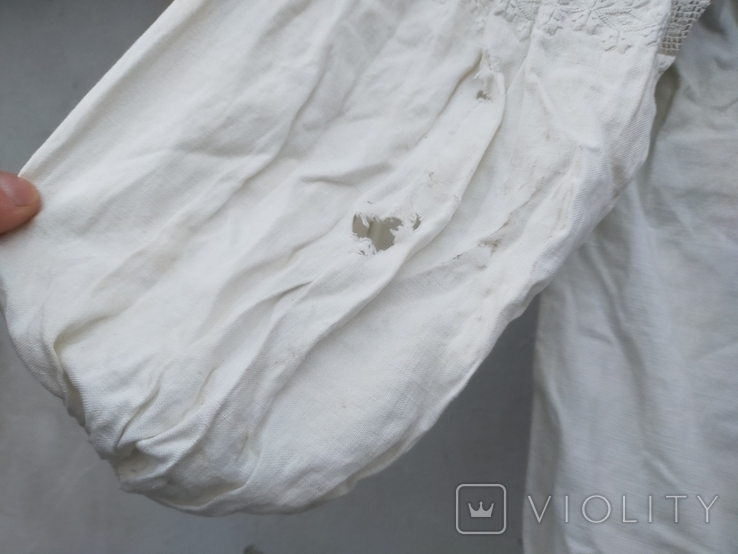 Сорочка жіноча білими нитками з мережкою. Під реставрацію., фото №6