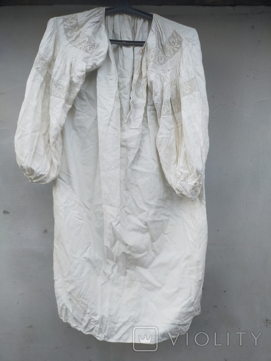 Сорочка жіноча білими нитками з мережкою. Під реставрацію., фото №13
