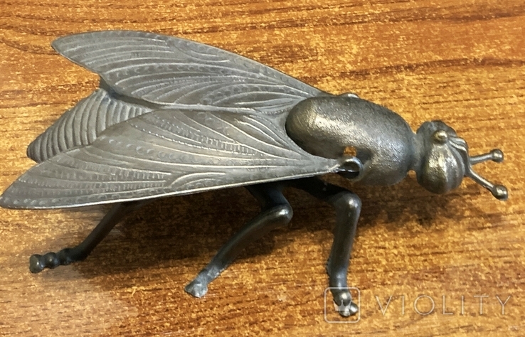 Вінтажна текстурована попільничка Fly латунь, фото №4